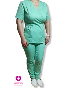 Costum medical Kimono, din tercot UNI Verde Menta PRO...