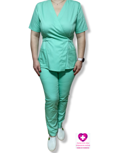 Costum medical Kimono, din tercot UNI Verde Menta PRO... 2