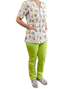 Costum medical kimono BROSCUTE, pantaloni verzi