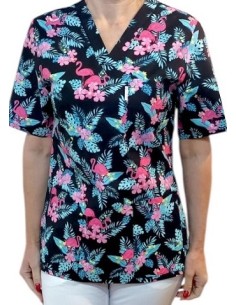 Halat medical din bumbac, de dama, PINK FLAMINGO