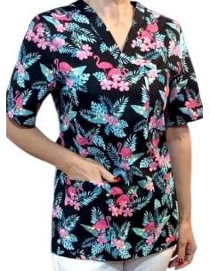 Halat medical din bumbac, de dama, PINK FLAMINGO 2