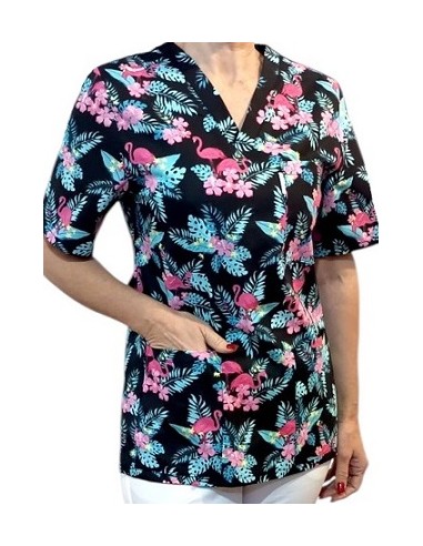 Halat medical din bumbac, de dama, PINK FLAMINGO