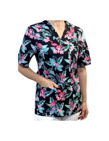 Halat medical din bumbac, de dama, PINK FLAMINGO Halat medical din bumbac, de dama, PINK FLAMINGO