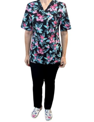 Halat medical din bumbac, de dama, PINK FLAMINGO