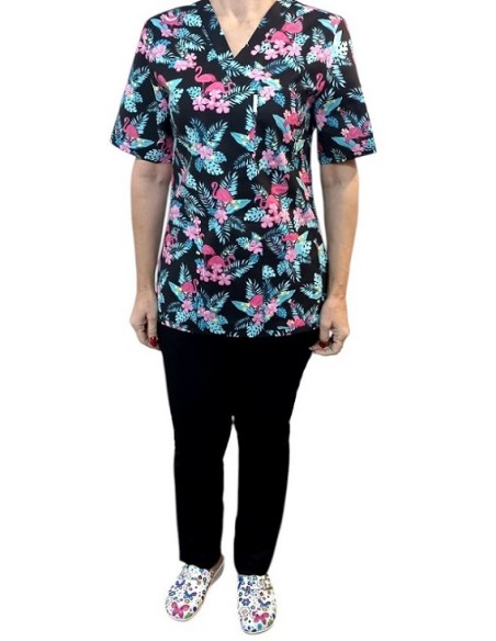 Halat medical din bumbac, de dama, PINK FLAMINGO Halat medical din bumbac, de dama, PINK FLAMINGO
