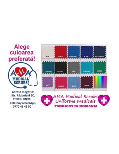Costum medical alb Kimono, din tercot elastic