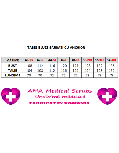 Halat medical barbatesc, cu anchior, din tercot elastic albastru