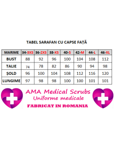 Sarafan medical alb cu insertie florala, capse in fata, tercot elastic 2