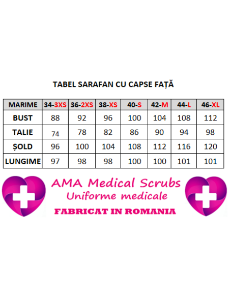 Sarafan medical rosu cu insertie florala, capse in fata, din tercot elastic Sarafan medical rosu cu insertie florala, capse in fata, din tercot elastic