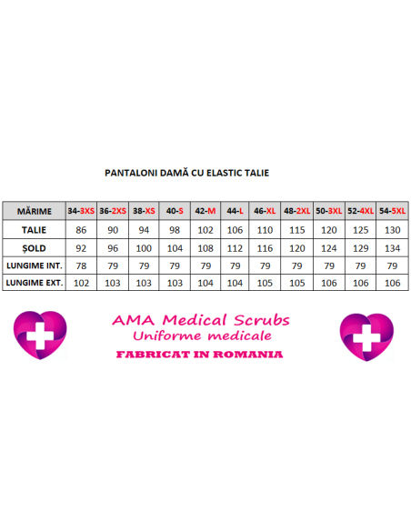 Pantaloni uniforma medicala, din tercot elastic ciclam Pantaloni uniforma medicala, din tercot elastic ciclam