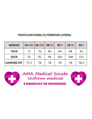 Pantaloni uniforma medicala, din tercot elastic albastru