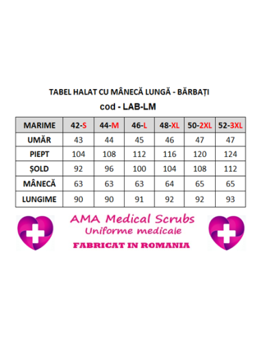 Halat medical laborator, alb maneca lunga, barbati