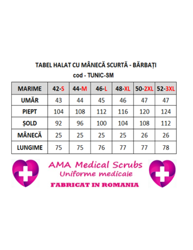 Halat medical barbati alb tunica, maneca scurta