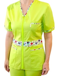 Halat medical cu fermoar, tercot lime 2
