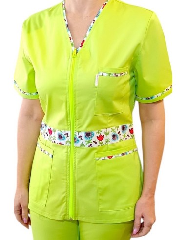 Halat medical dama, lime, cu fermoar