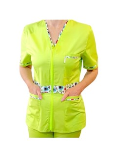 Halat medical cu fermoar, tercot lime