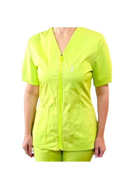 Halat dama cu fermoar lime din tercot premium Halat dama cu fermoar lime din tercot premium