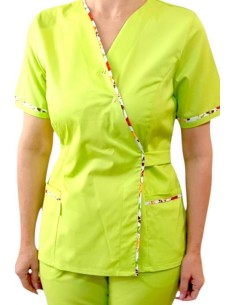 Halat medical dama Kimo-Confort Lime Flowers-H din tercot premium 2