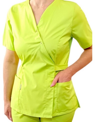 Bluza kimono UNI lime cu cordon ajustabil