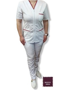 Halat medical alb cu fermoar, tercot, insertie grena 2