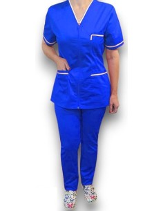 Halat medical cu fermoar, tercot elastic albastru, insertie alba 2