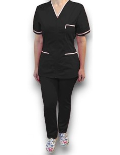 Halat medical cu fermoar, tercot elastic negru, insertie alba 2