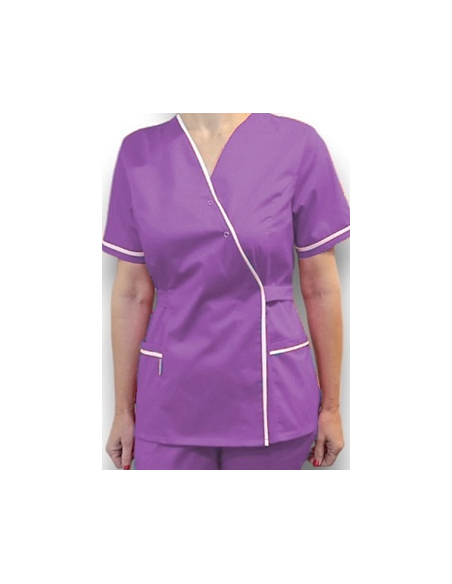 Halat medical Kimono, mov cu insertie alba Halat medical Kimono, mov cu insertie alba