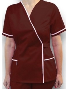 Halat medical Kimono, grena cu insertie alba, din tercot