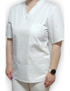 Halat medical alb cu anchior, din tercot elastic