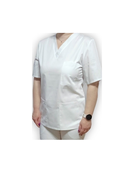 Halat medical alb cu anchior, din tercot elastic Halat medical alb cu anchior, din tercot elastic