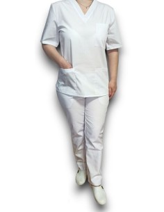 Halat medical alb cu anchior, din tercot elastic 2