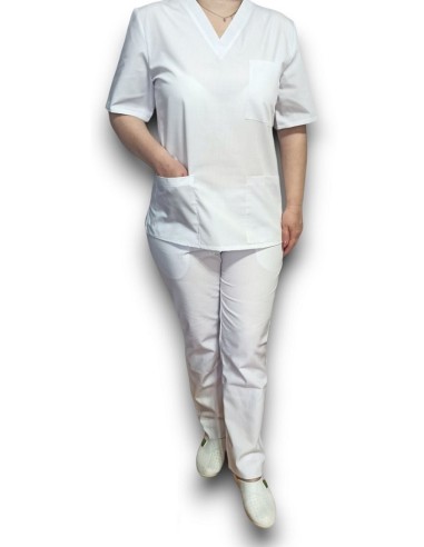 Halat medical alb cu anchior, din tercot elastic