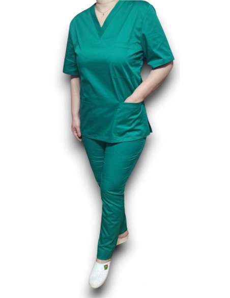 Halat medical verde cu anchior, din tercot elastic Halat medical verde cu anchior, din tercot elastic