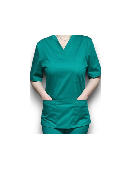 Halat medical verde cu anchior, din tercot elastic Halat medical verde cu anchior, din tercot elastic