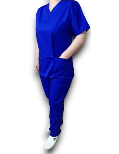 Halat medical albastru royal cu anchior, din tercot elastic