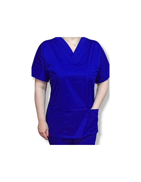 Halat medical albastru royal cu anchior, din tercot elastic Halat medical albastru royal cu anchior, din tercot elastic