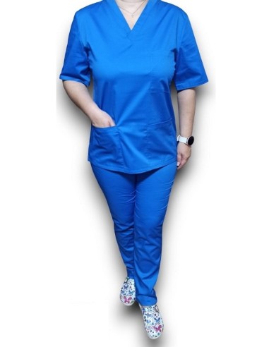 Halat medical albastru cu anchior, din tercot elastic