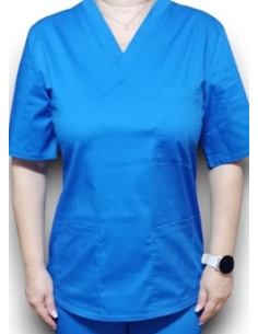 Halat medical albastru cu anchior, din tercot elastic
