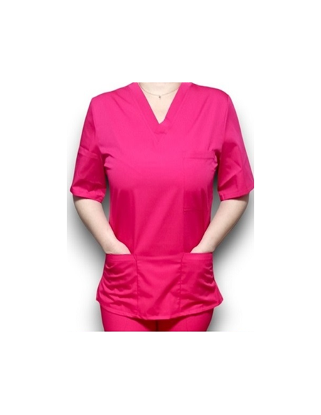 Halat medical ciclam cu anchior, din tercot elastic Halat medical ciclam cu anchior, din tercot elastic