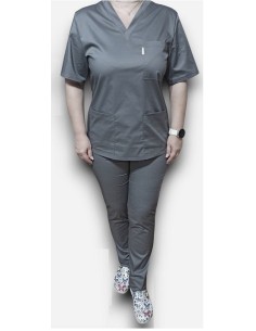 Halat medical gri cu anchior, din tercot elastic 2