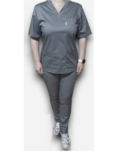 Halat medical gri cu anchior, din tercot elastic