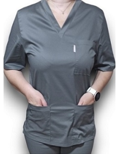 Halat medical gri cu anchior, din tercot elastic