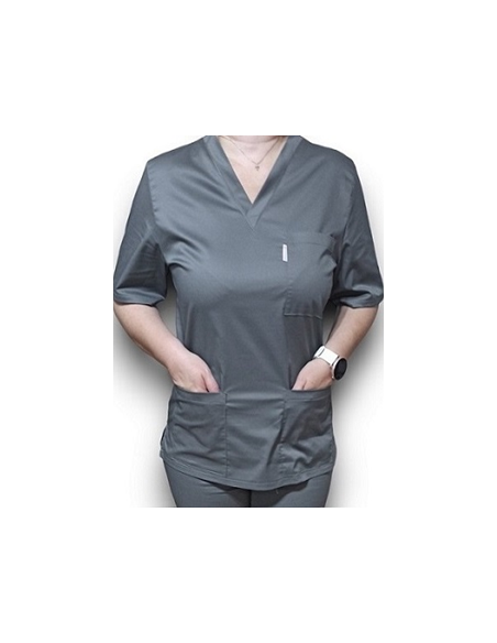 Halat medical gri cu anchior, din tercot elastic Halat medical gri cu anchior, din tercot elastic