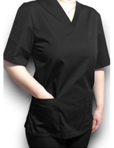 Halat medical negru cu anchior, din tercot elastic