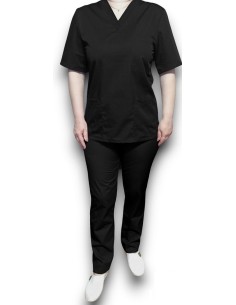 Halat medical negru cu anchior, din tercot elastic 2