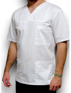 Halat medical barbatesc cu anchior, din tercot elastic alb