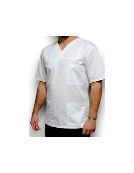 Halat medical barbatesc cu anchior, din tercot elastic alb Halat medical barbatesc cu anchior, din tercot elastic alb