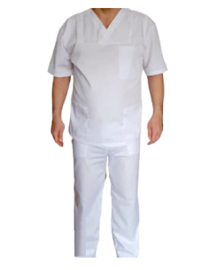 Halat medical barbatesc cu anchior, din tercot elastic alb 2