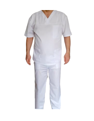 Halat medical barbatesc cu anchior, din tercot elastic alb
