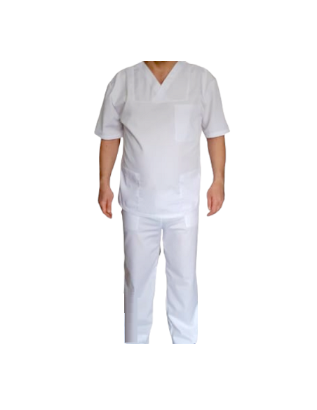 Halat medical barbatesc cu anchior, din tercot elastic alb Halat medical barbatesc cu anchior, din tercot elastic alb